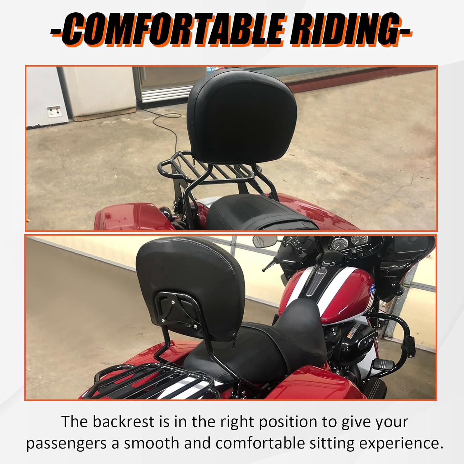 ECOTRIC Detachable Passenger Backrest, Quick Release Sissy Bar Fit for Harley Davidson Street Glide Road Glide Road King Electra Glide Ultra Limited 2009-2024