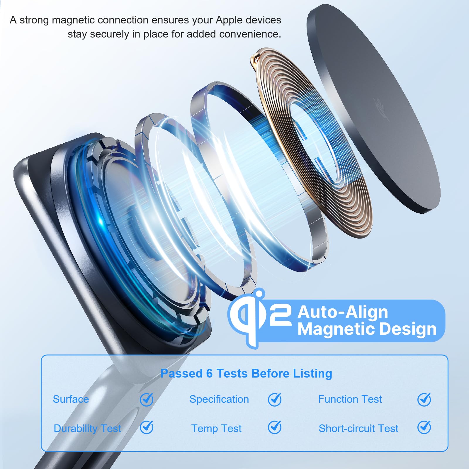 KU XIU X40Q Foldable 3-in-1 Wireless Charging Station, Qi2-Certified 15W Fast Wireless Charger Stand for iPhone 12-17 Series - Image 4