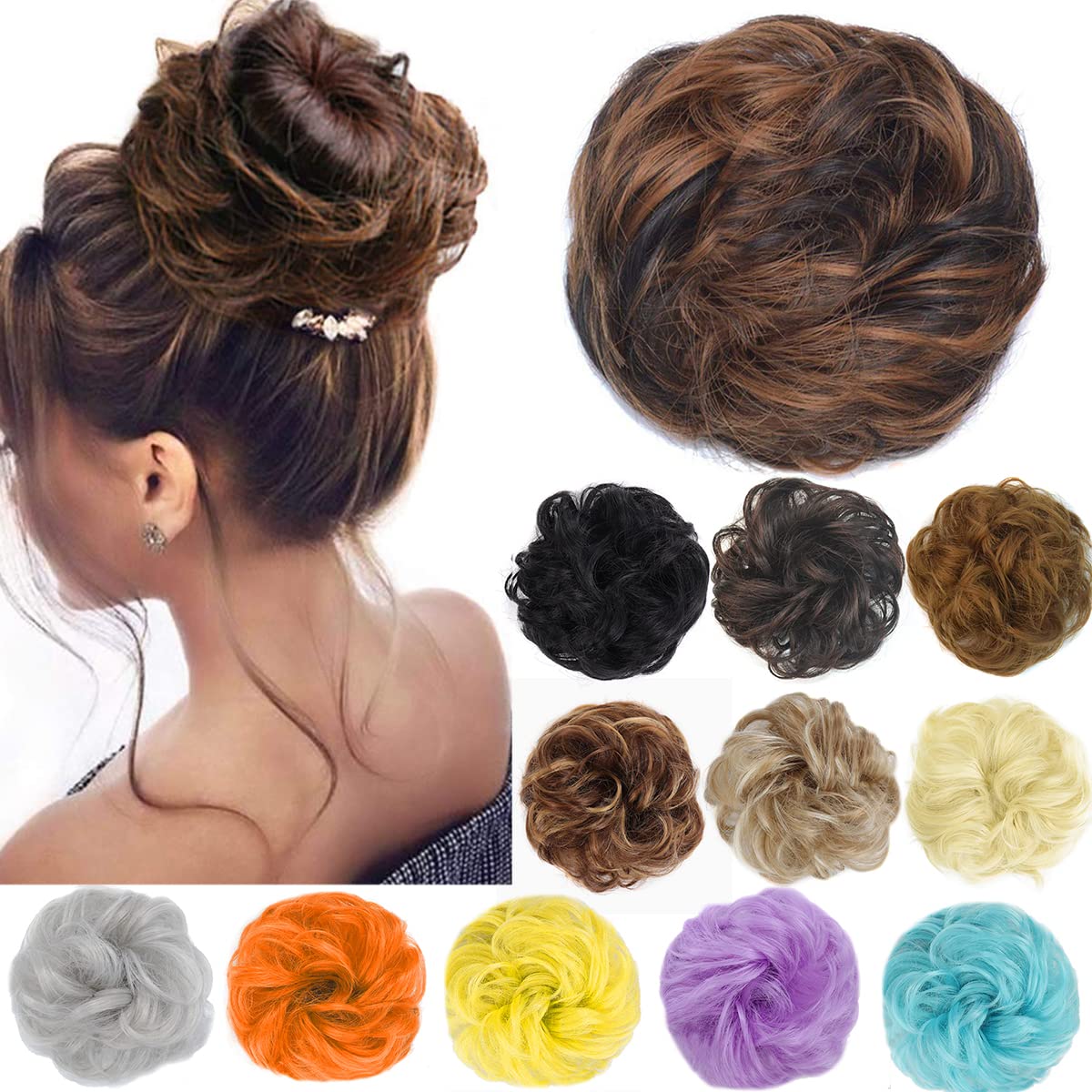 Kediciz Messy Bun Hair Piece Fake Hair Buns Scrunchies