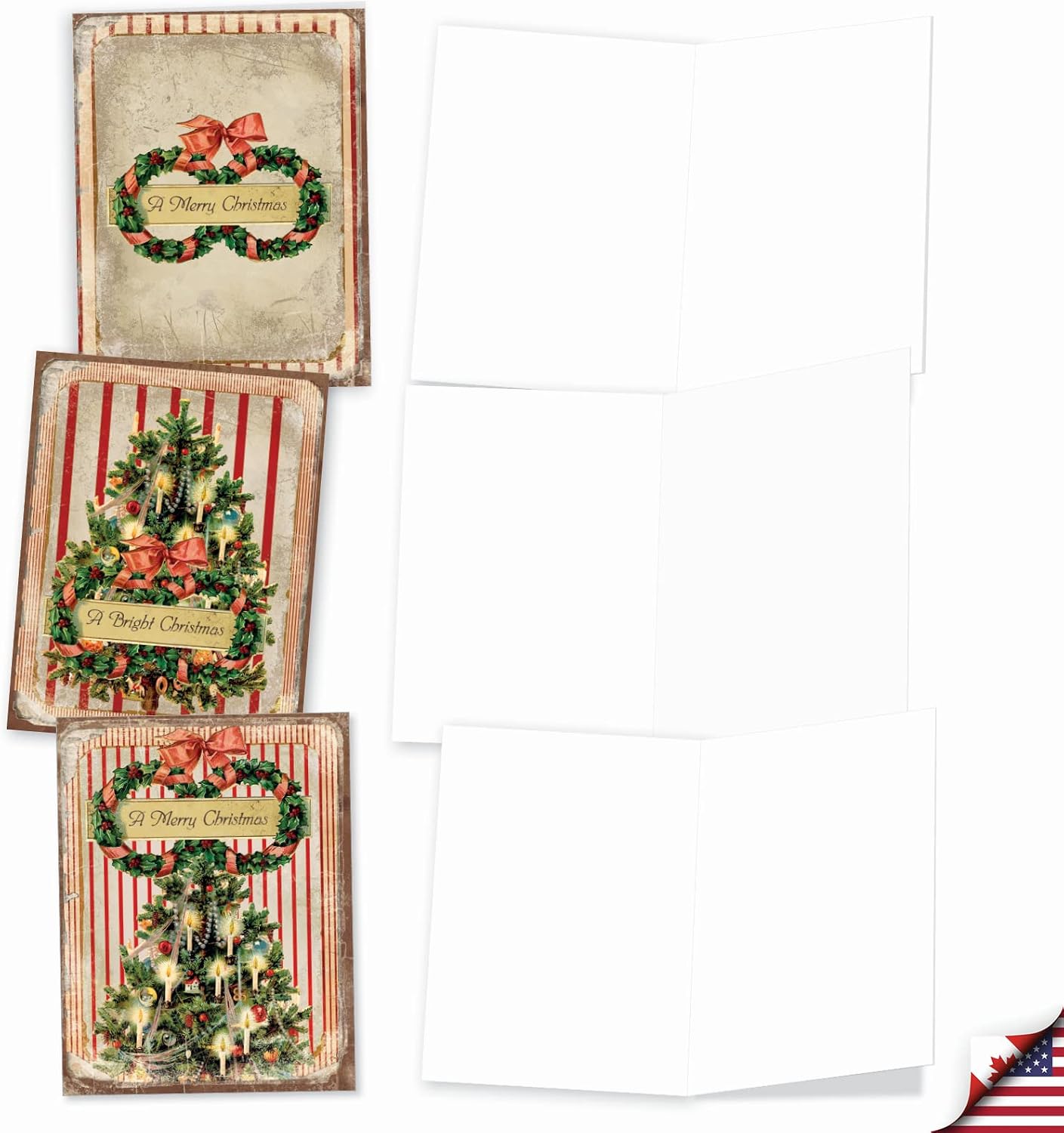 The Best Card Company - 10 Retro Christmas Cards Blank - Assorted Vintage Holiday Cards, Boxed Stationery (4 x 5.12 Inch) - Holiday Memories M1744XB image 4