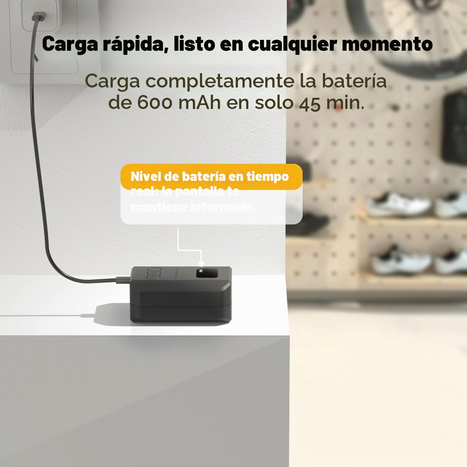 Peakspeak Mini bomba eléctrica para bicicleta AS260PRO, 120PSI bomba de bicicleta portátil con manómetro y parada automática, recargable por USB-C, inflado de precisión para válvulas Presta/Schrader