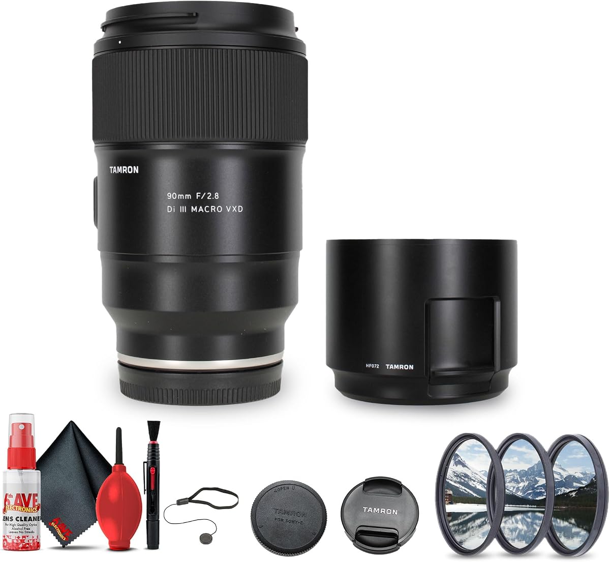 90mm f/2.8 Di III VXD Macro Lens for (Sony E) (AFF072S700) + Lens Filter Kit + Cleaning Kit + Lens Cap
