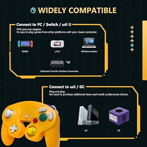 Miniatura 3 de Zeion Paquete de 4 controladores Gamecube con 4 cables de extensión y adaptador USB de 4 puertos para consola Switch PC Wii U negro morado plateado