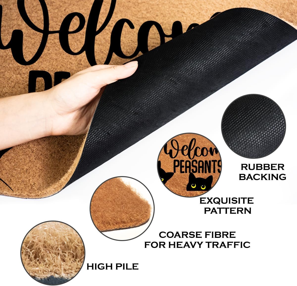 Funny Cat Door Mat 18x30In Faux Coco Coir Doormat with Non-Slip PVC Backing image 5