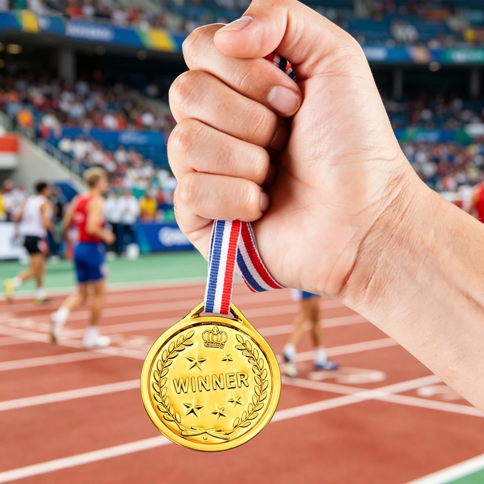 30 medali olimpijskich, nagrody na dzień sportowy, złoty medal z taśmą na szyję, plastikowy medalik do sportu, zawodów, imprez, w stylu olimpijskim, złotym, srebrnym, brązowym