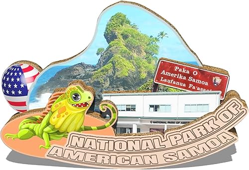 Imán para nevera con imán para el parque nacional de Samoa Americana de Estados Unidos, 3D, para viajes, coleccionables, recuerdos, decoración hecha