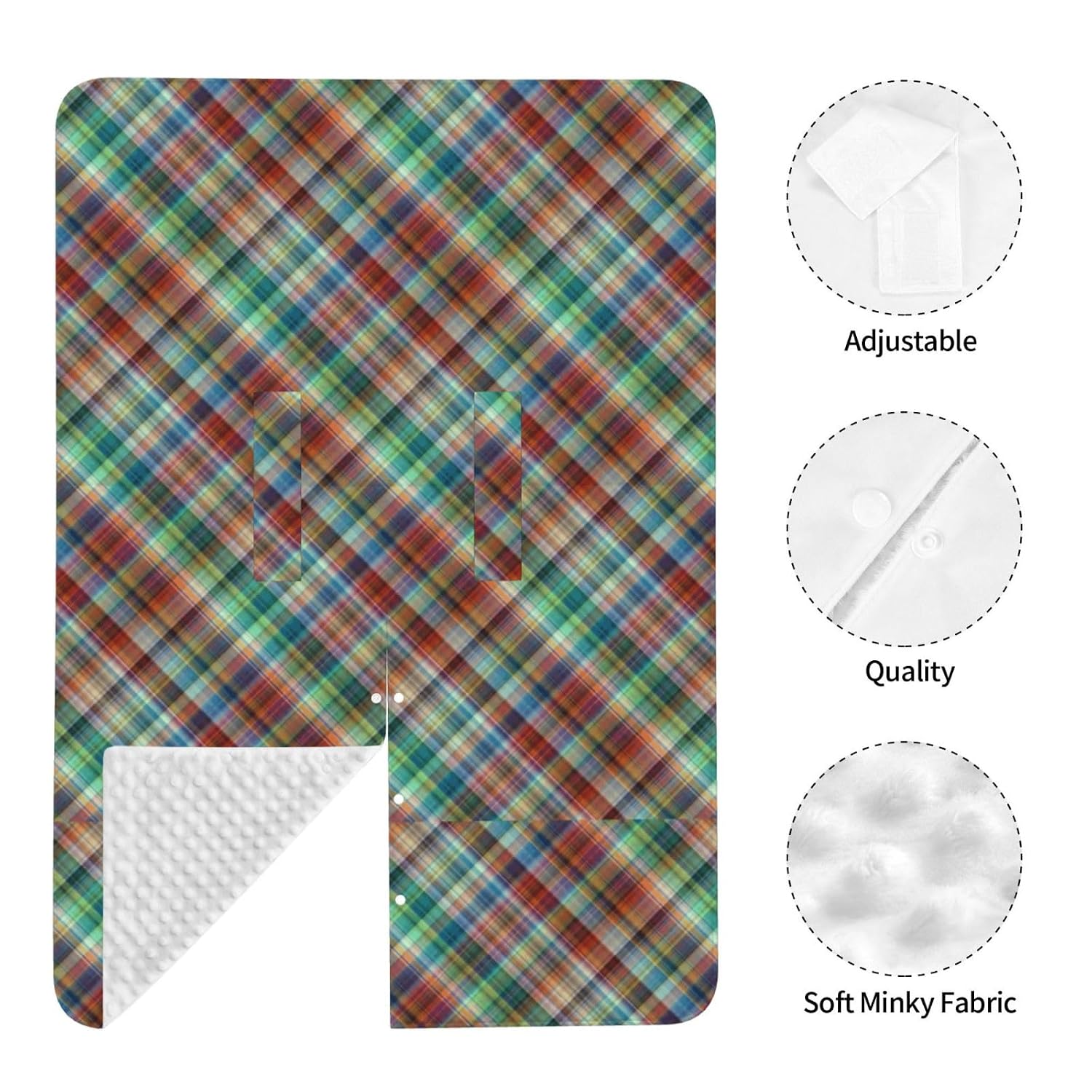 Colorful Madras Plaid Stripe Pattern Baby Car Seat Cover & Breastfeeding Nursing Cover - Breathable Stretch Fabric Multi-Use Nursing Cover for Breastfeeding