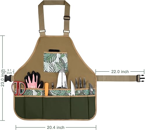 Miniatura 2 de Delantal multiusos con bolsillos delantal vintage simple para tareas de limpieza, jardinería, carpintería, cosecha