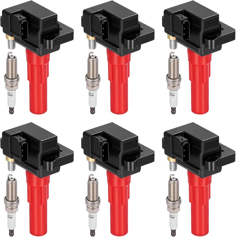 Kit de bobinas de ignição UF666 e velas de irídio 6619 BDFHYK para Subaru Legacy, Outback e Tribeca 3.6L H6 – 6 bobinas + 6 velas