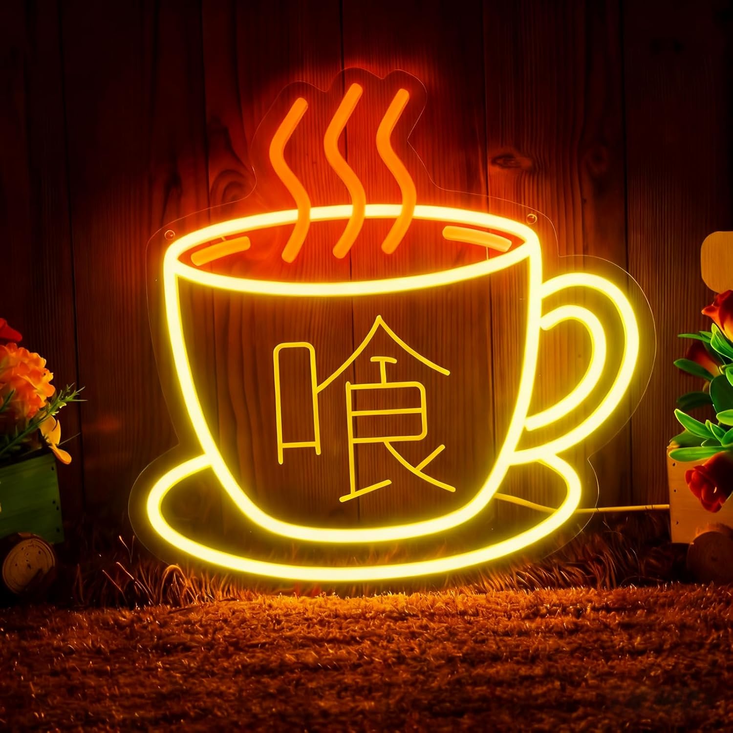 Tokyo Coffee Ghoul Neon Sign - 13x13 Inches, Japanese Anime Inspired LED Neon Light for Wall Decor, USB Powered with 5-Level Dimmer, Anime Room Decor for Home, Cafe, Game Room