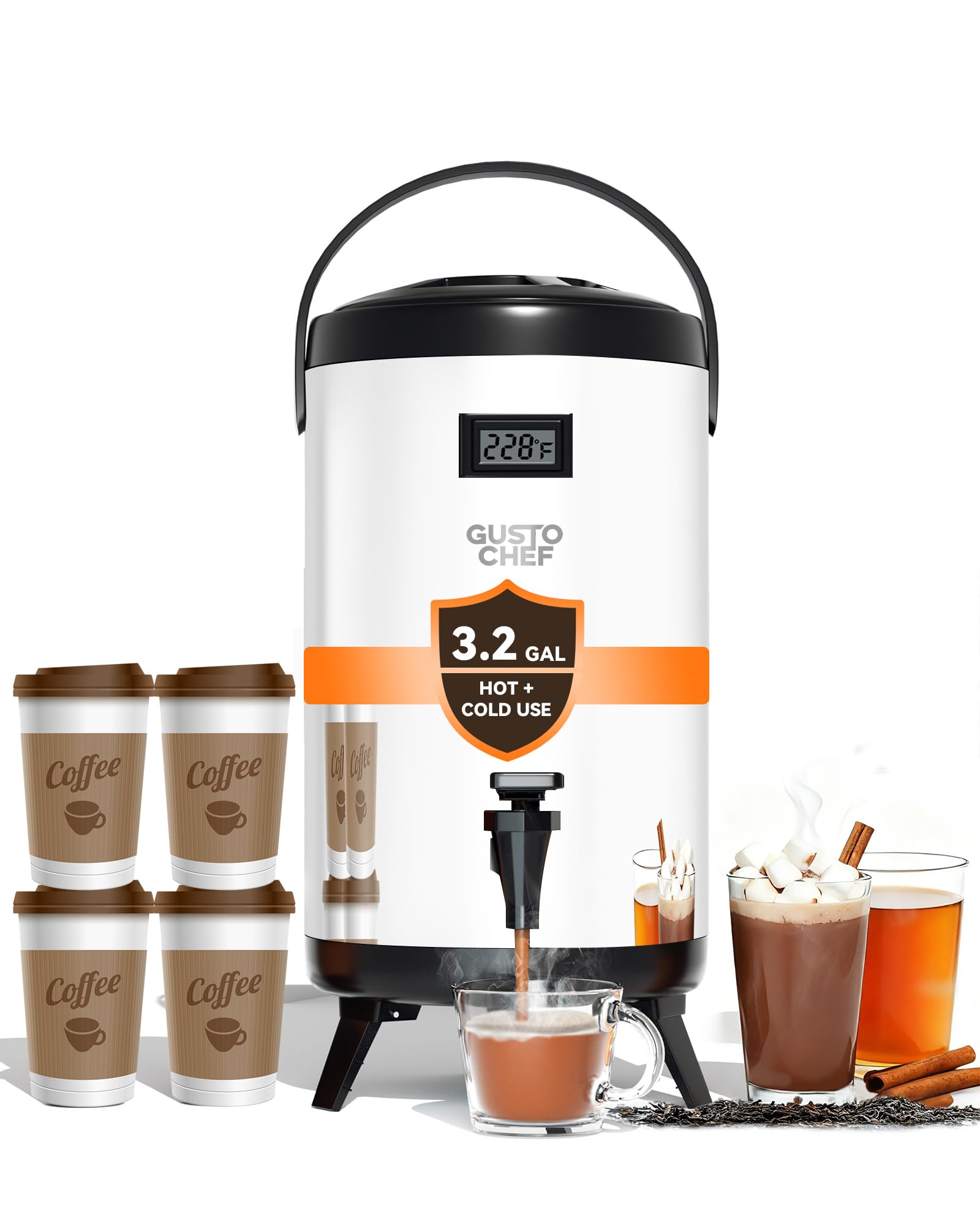 Amazon.com | GUSTOCHEF Insulated Beverage Dispenser - Thermal Hot