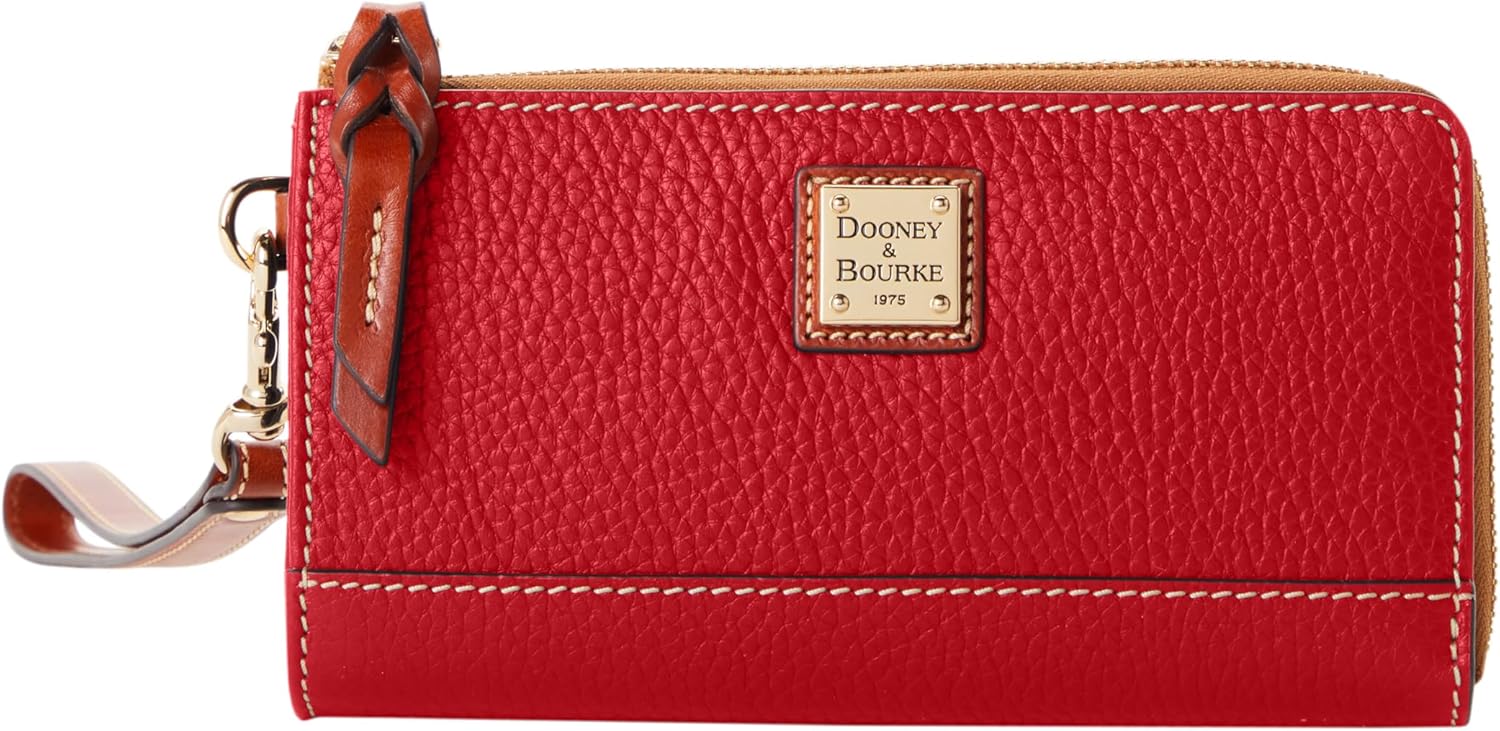 Dooney & Bourke Women's Folded Zip Wristlet in Pebble Grain Leather, with Detachable Wrist Strap
