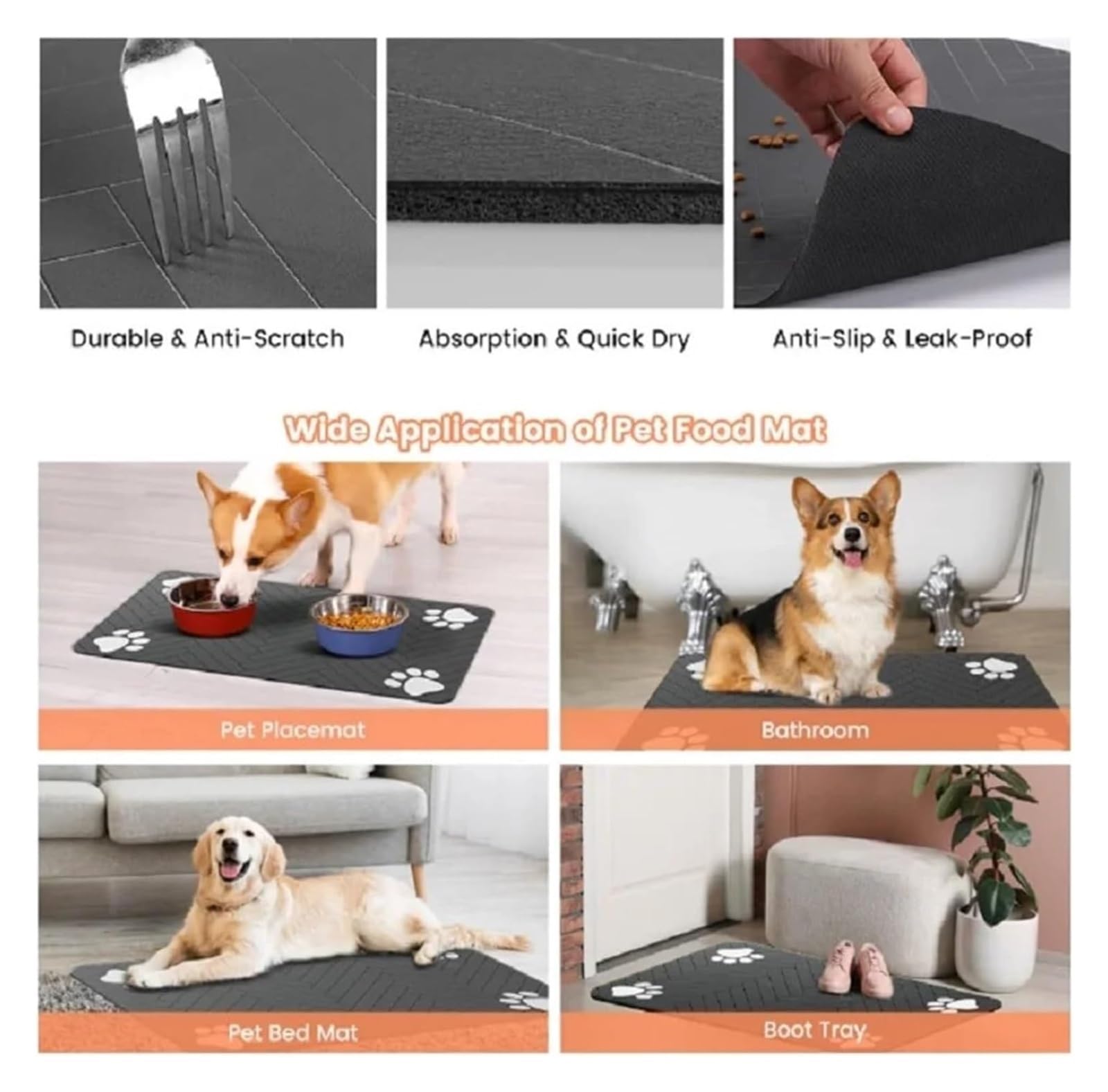 Futtermatte für Haustiere, Tischsets for Haustiere for Katzen und Hunde sind lebensmittelecht, schnell trocknend leicht zu reinigen(Color2)