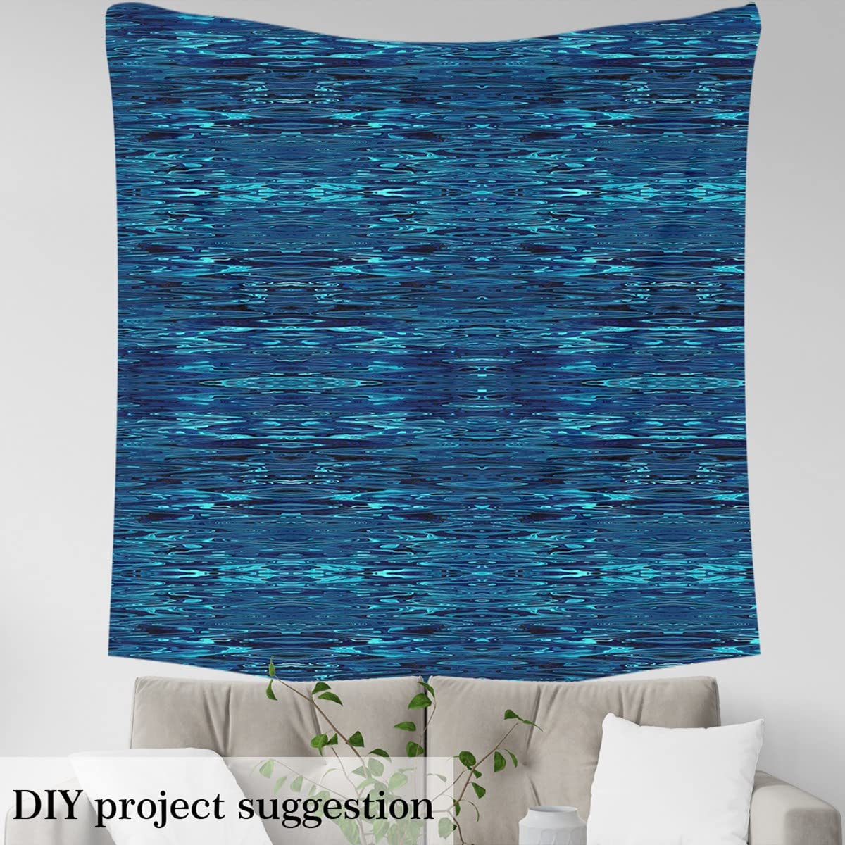 Water Fabric by The Yard,Chic Striped Line Upholstery Fabric for Chairs,Modern Marble Waterproof Outdoor Fabric,10 Yards,(L920*W150cm) Blue - Image 3
