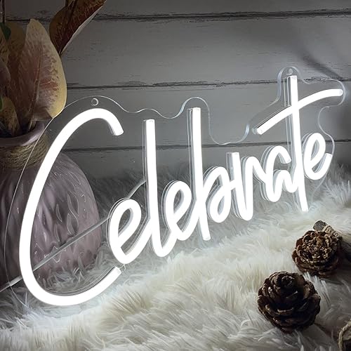 Miniatura 4 de Letrero de neón con texto en inglés The Celebrate for Wall para decoración de pared, letrero de luz LED de neón grande, telón de fondo flexible,