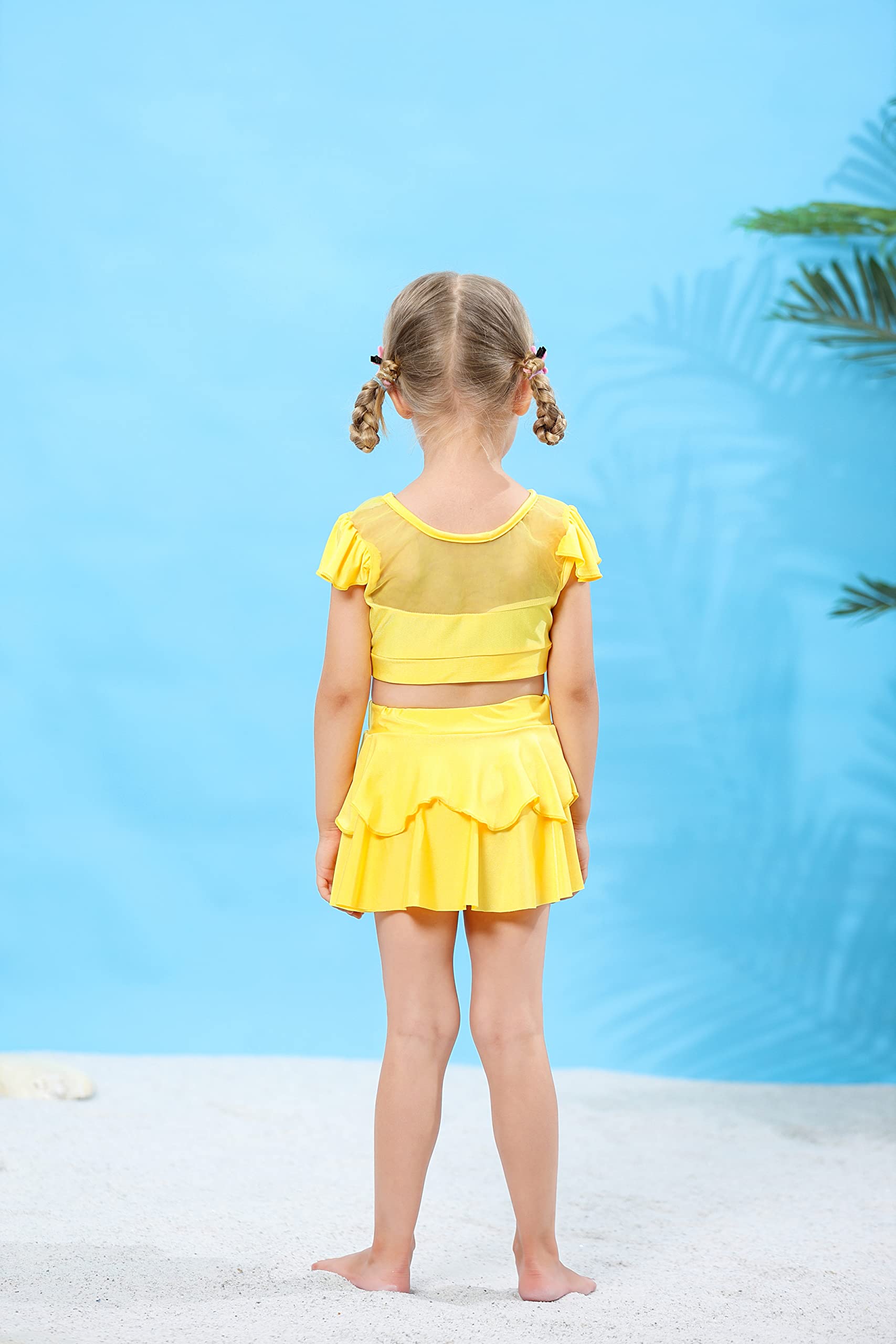Jurebecia Costume da bagno a due pezzi da bambina, costume da bagno da principessa, costume da bagno per bambini con volant, gioco di ruolo