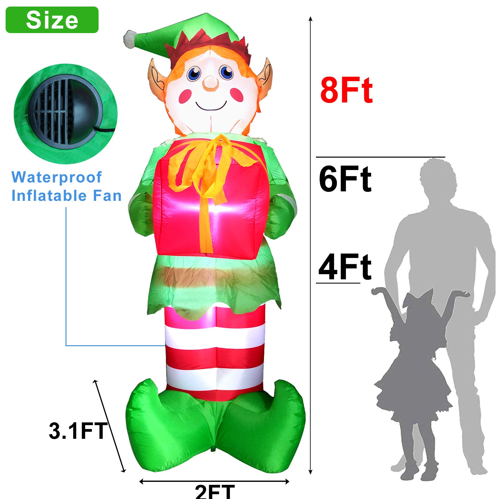 Inflable Navideño TURNMEON 12 Foot Long Christmas Inflatables Outdoor Decorations Black Santa Claus On Sleigh With Three Reindeer & Gift Box Inflatable Christmas Built-in LED Lights Blow Up Xmas Yard Lawn Garden
