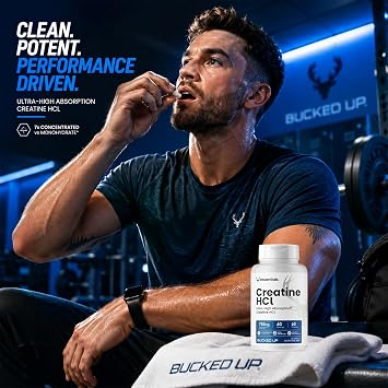 Bucked Up - Creatine HCL, 750mg Serving - 60 Servings (60 Capsules)