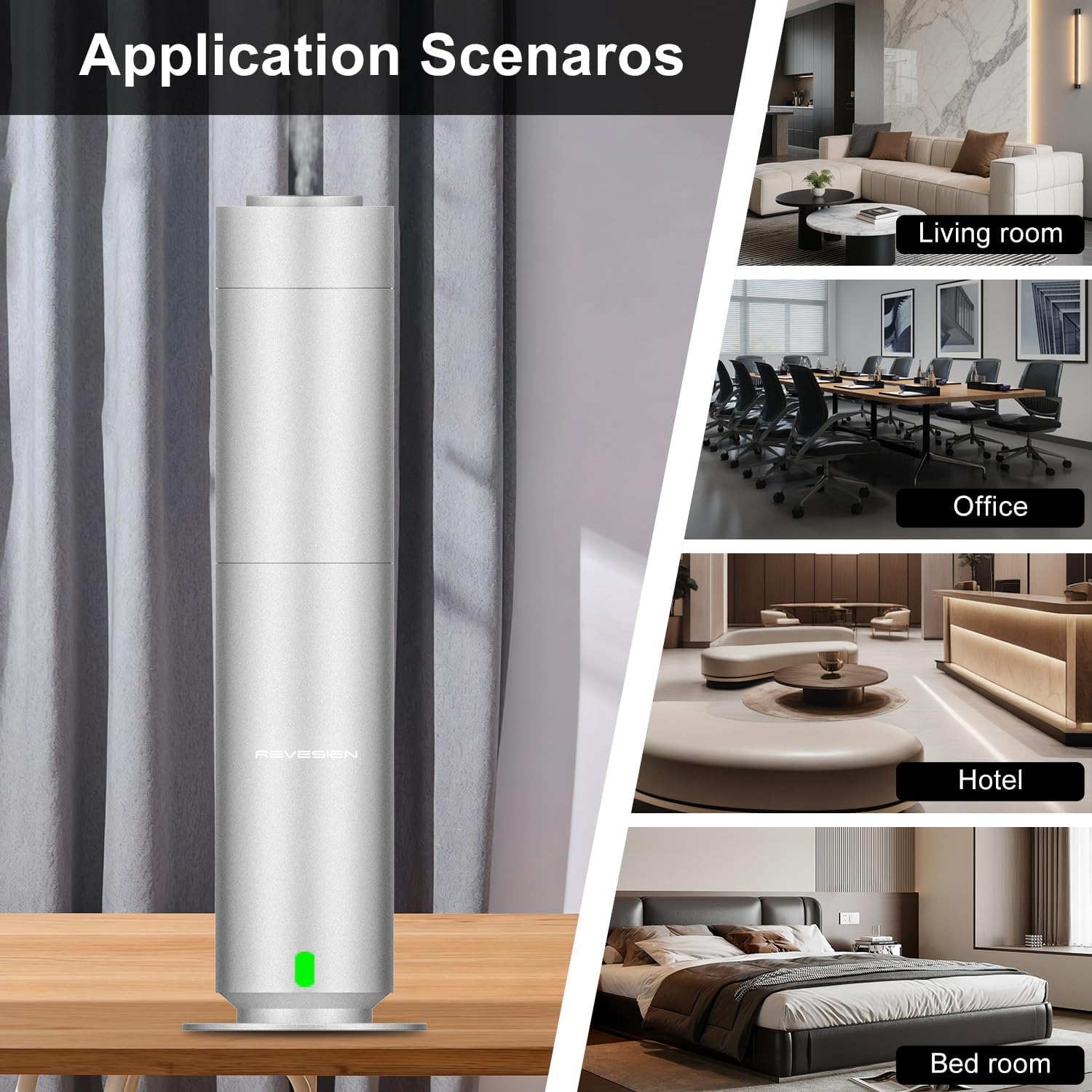 Waterless Scent Diffuser Kit, Includes 5 Premium Oils, 2000 Sq.Ft Coverage, Hotel Collection Scent Diffuser for Home, Studio, Essential Oil Diffuser Large Room, Remote & APP Control - Silver
