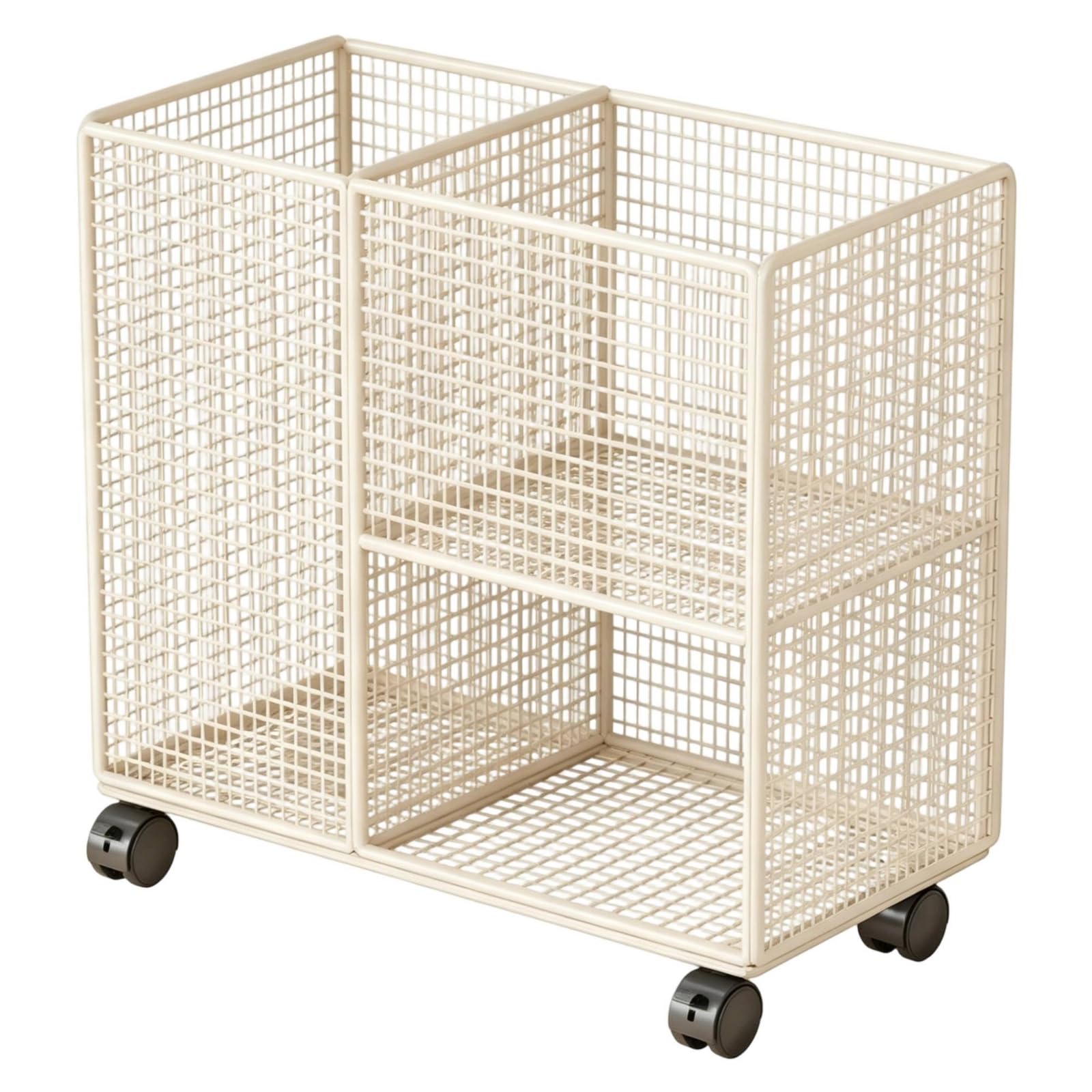 Organizer Carrello Scaffale Palestra Organizzatore Attrezzi Contenitore in Rete a Due Livelli con Ruote Piroettanti E Struttura Compatta 50 Cm X 28 Cm X 43 Cm Adatto a Palestra, Bianco