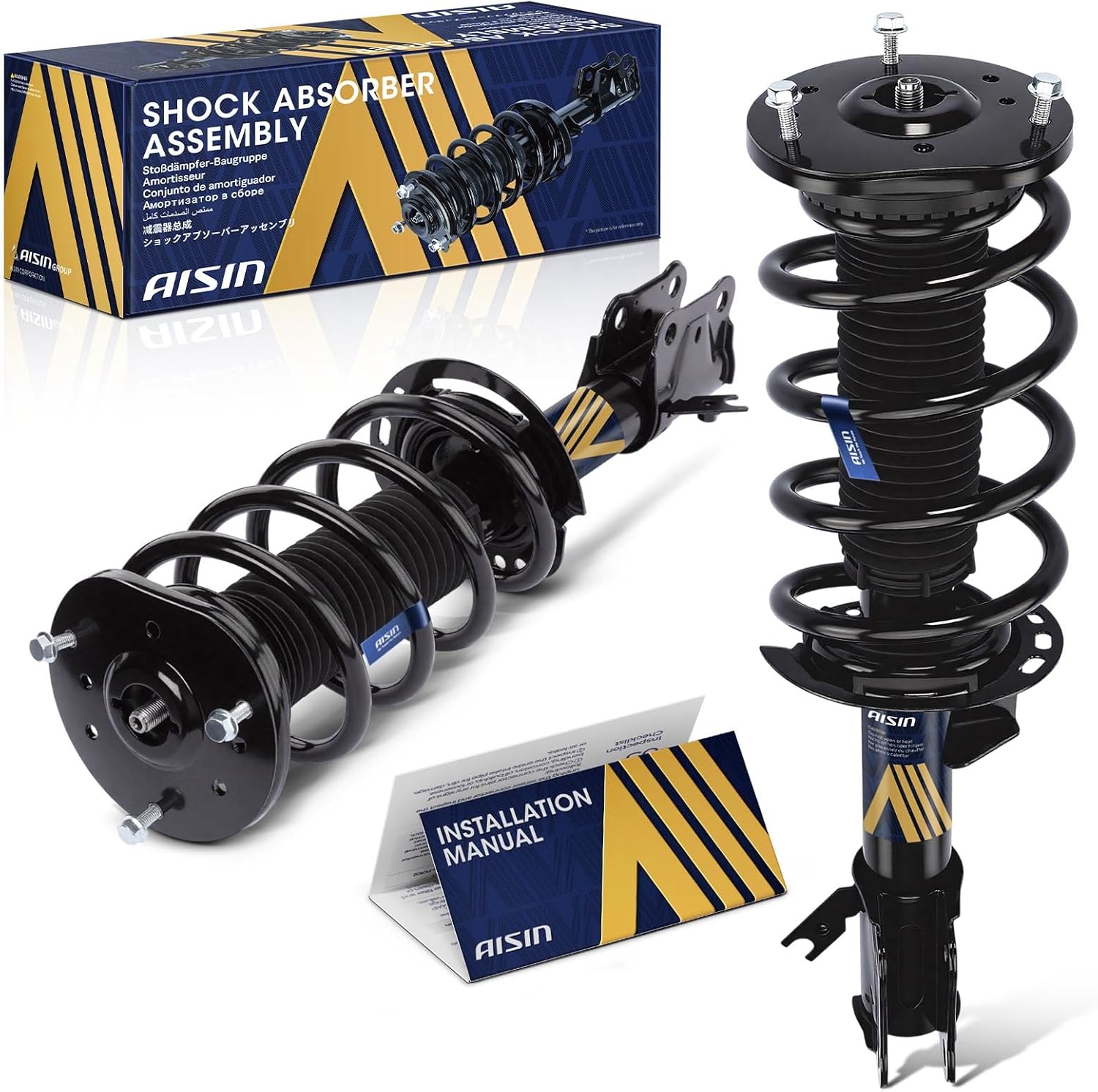 AISIN AFTERMARKET SAKFD-00650 Front Struts Shock Absorbers with Coil Spring Assembly - Compatible with Ford Edge 2015-2018, Lincoln MKX 2016-2018 - Set of 2