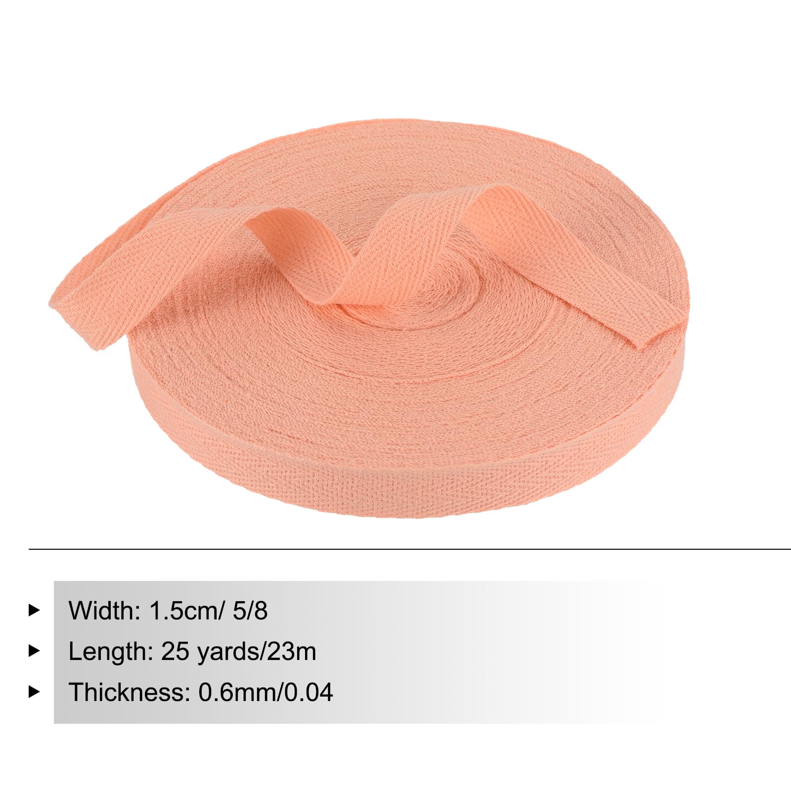 PATIKIL Cotton Twill Tape 15mm(5/8") 23m(25 Yards) Cotton Ribbon Bias Binding Tape Herringbone Webbing Trim for Sewing Gift Wrapping Craft DIY Cherry Pink - Image 2