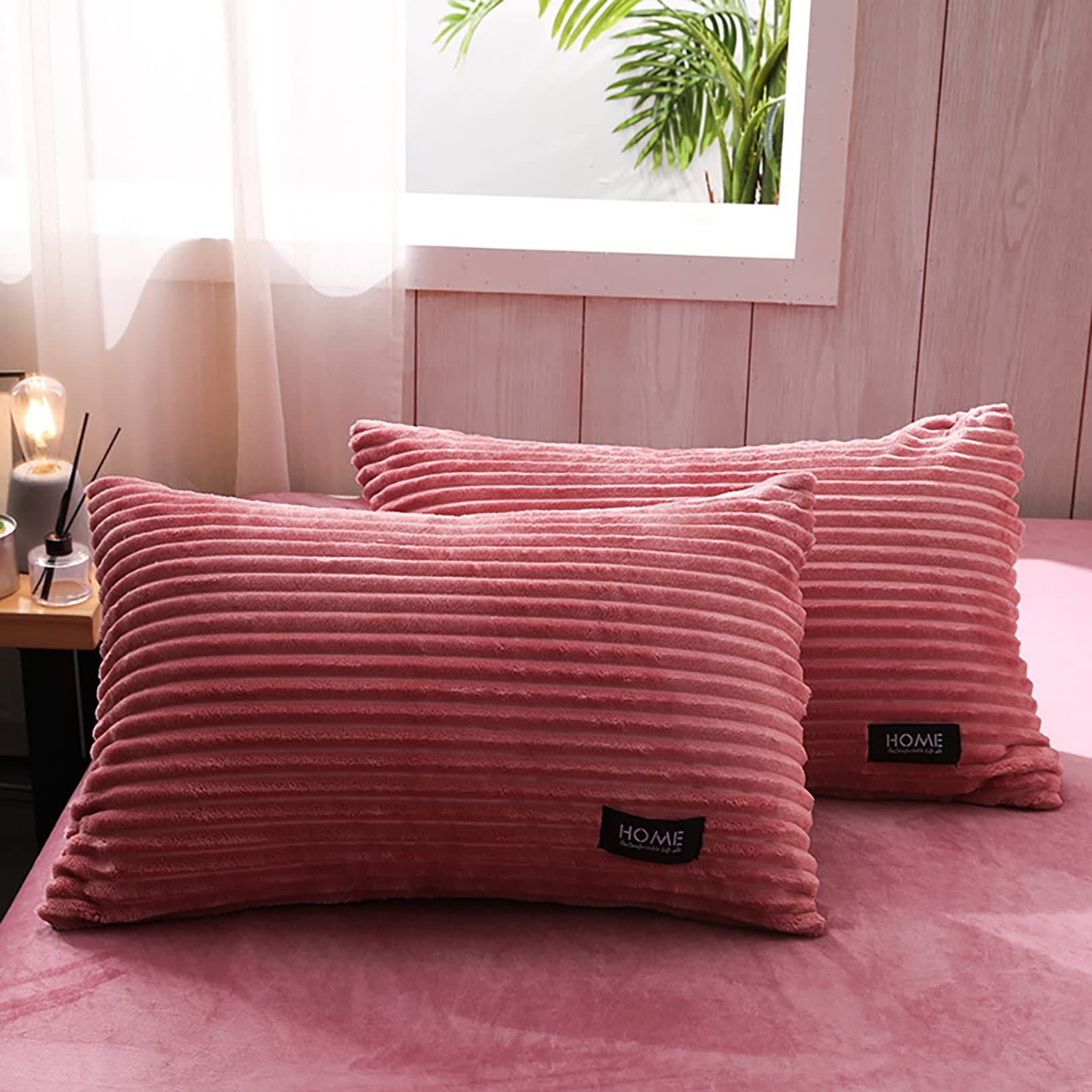 ALEjon Juego de Funda nórdica de Terciopelo Rosa, Lujosa Ropa de Cama tamaño Queen con 2 vergüenzas de Almohada - Suave y Elegante - Funda de edredón de 4 Piezas - 220x240cm