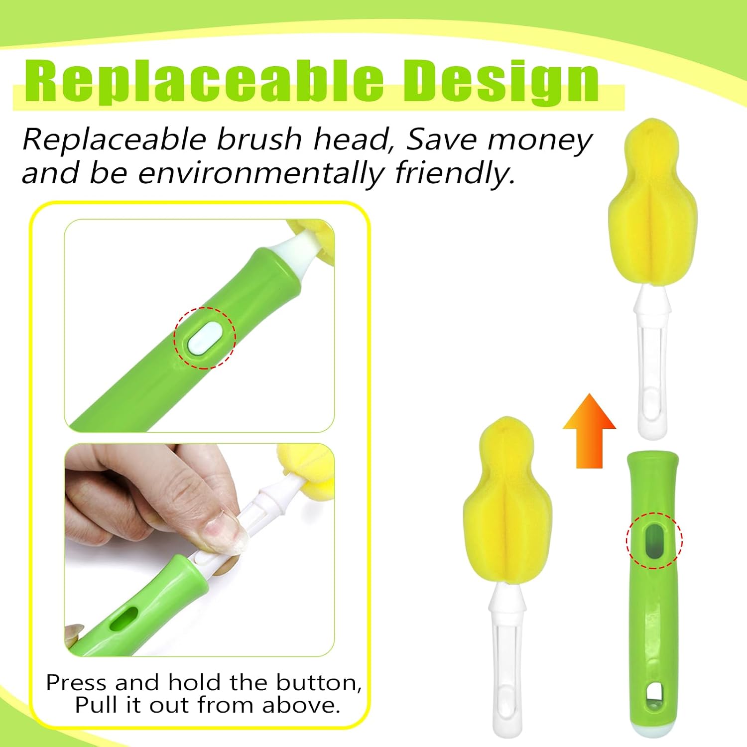 INVODA 24 Piece Sponge Nipple Bottle Brushes, Baby Bottle Brush with Nipple Cleaner, Replacement Heads and Straw Brushes