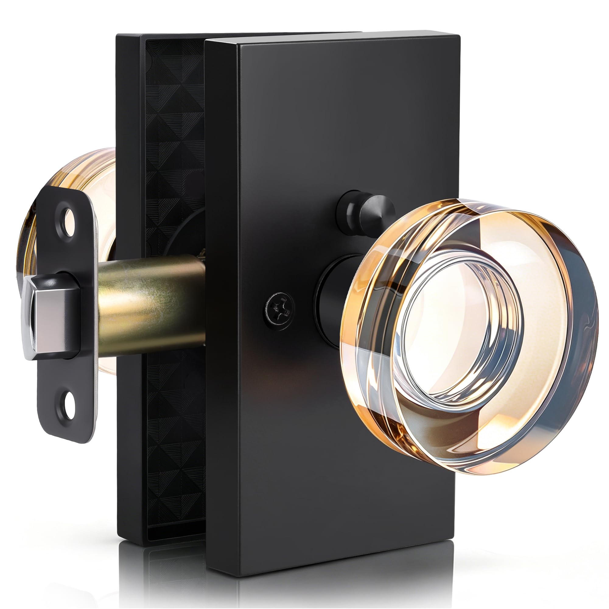 Black Glass Door Knobs with Lock - Privacy & Style -13