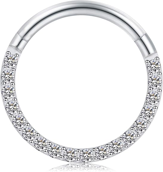 Stainless Steel Opal Septum Clicker Nose Hoop Ring Cz Ear Tragus Helix Cartilage Zircon Dah Earrings Body Piercing Jewelry Da 1,69 € | DHgate - Foto 11