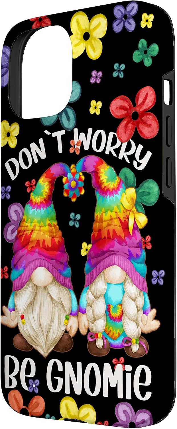 Gnome Don`t Worry Be Gnomie Cute Pattern For Women Hippie Case for iPhone 15