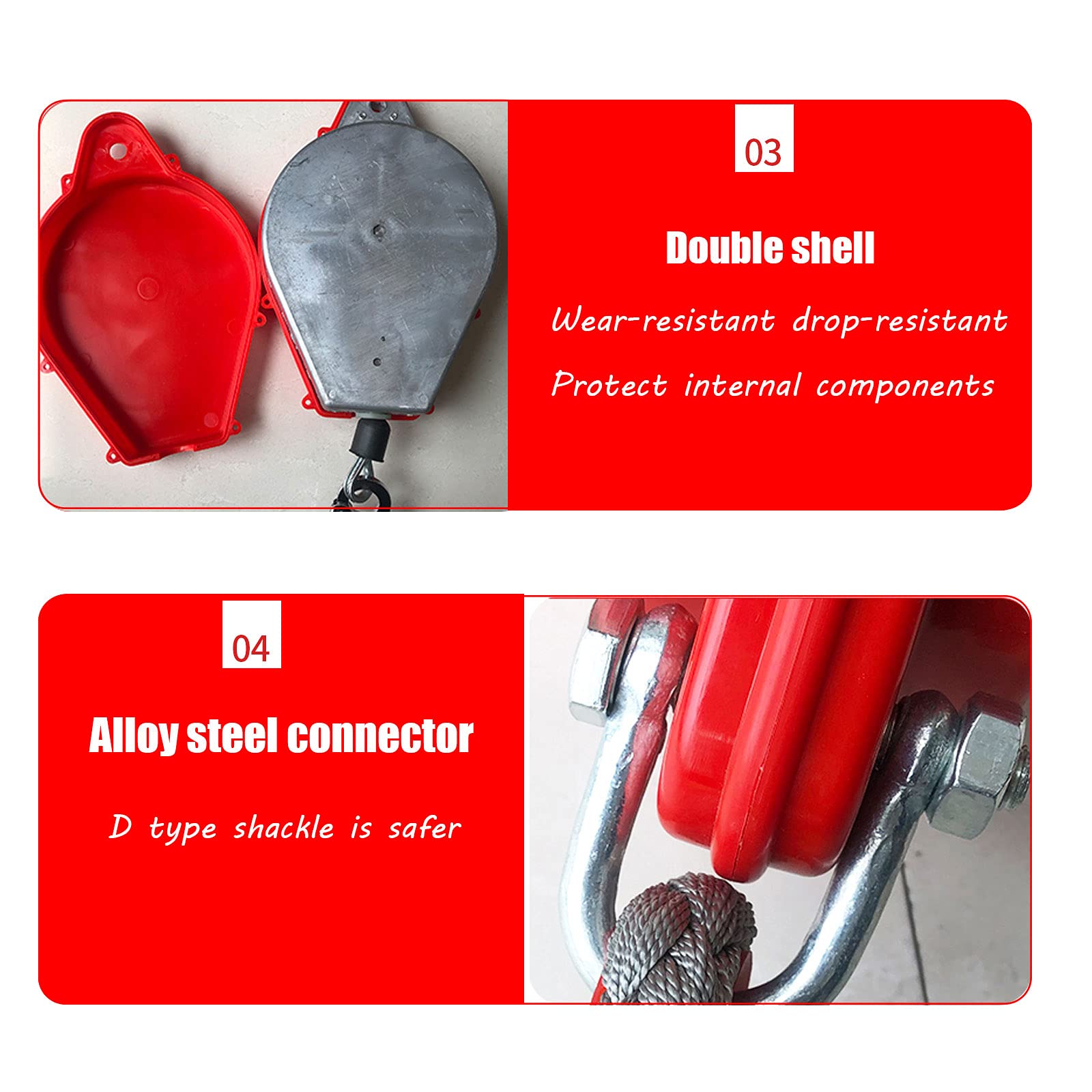 Dispositivo Anticaídas Retráctil de Cable Función de Doble Bloqueo, Arnes de Seguridad Anticaídas Retráctil con Cuerda de Alambre y Gancho para Trípode Instalación de Ascensor, 3-20m