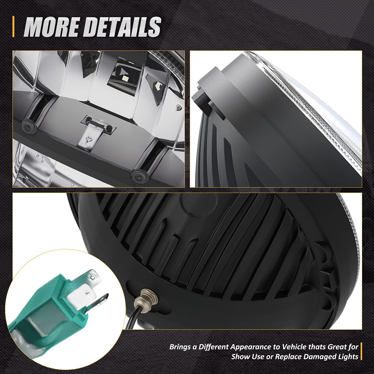 7 Inches LED Headlights High Low Beam + 4 Inches LED Fog Lights Compatible with 07-17 Wrangler DOT Approved, Chrome/Clear Lens, NVL-HL+FL-002