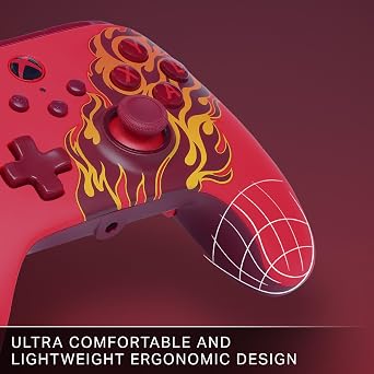 PowerA Advantage Wired Controller for Xbox Series X|S - Red Blaze, gamepad, wired video game controller, gaming controller, USB-C, Works with Xbox One, Officially Licensed