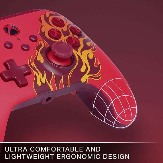 PowerA Advantage Wired Controller for Xbox Series X|S - Red Blaze, gamepad, wired video game controller, gaming controller, USB-C, Works with Xbox One, Officially Licensed