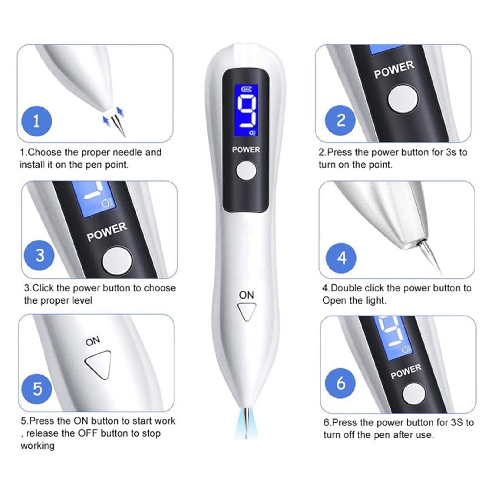 Nuzzy Pen, Nuzzy Pen for Face, 9 Adjustable Levels (sliver)