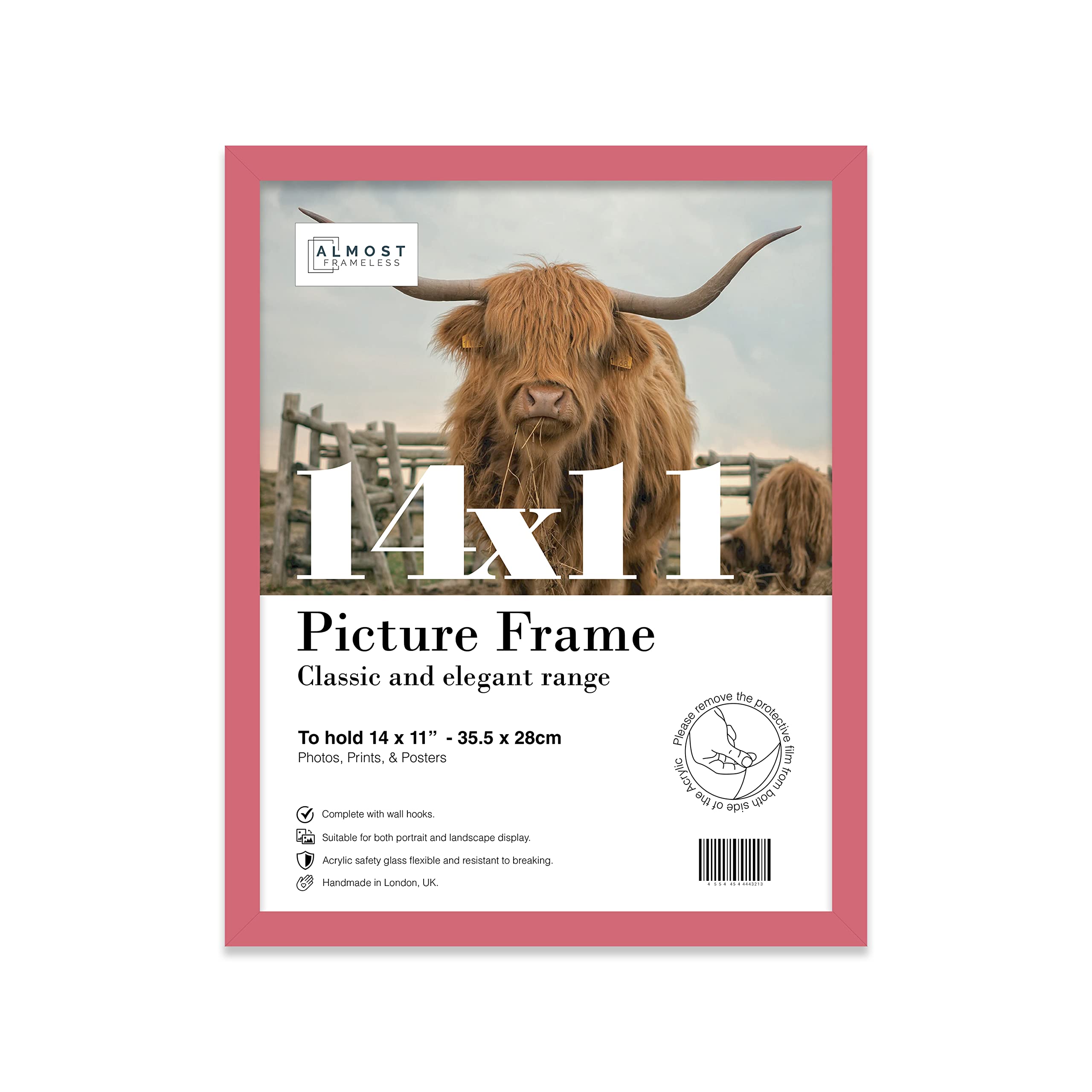 14x11 Inch Pink Photo Frame Wall Mountable Picture Frame Standard Photograph Size, 14" X 11" (36 X 28cm)