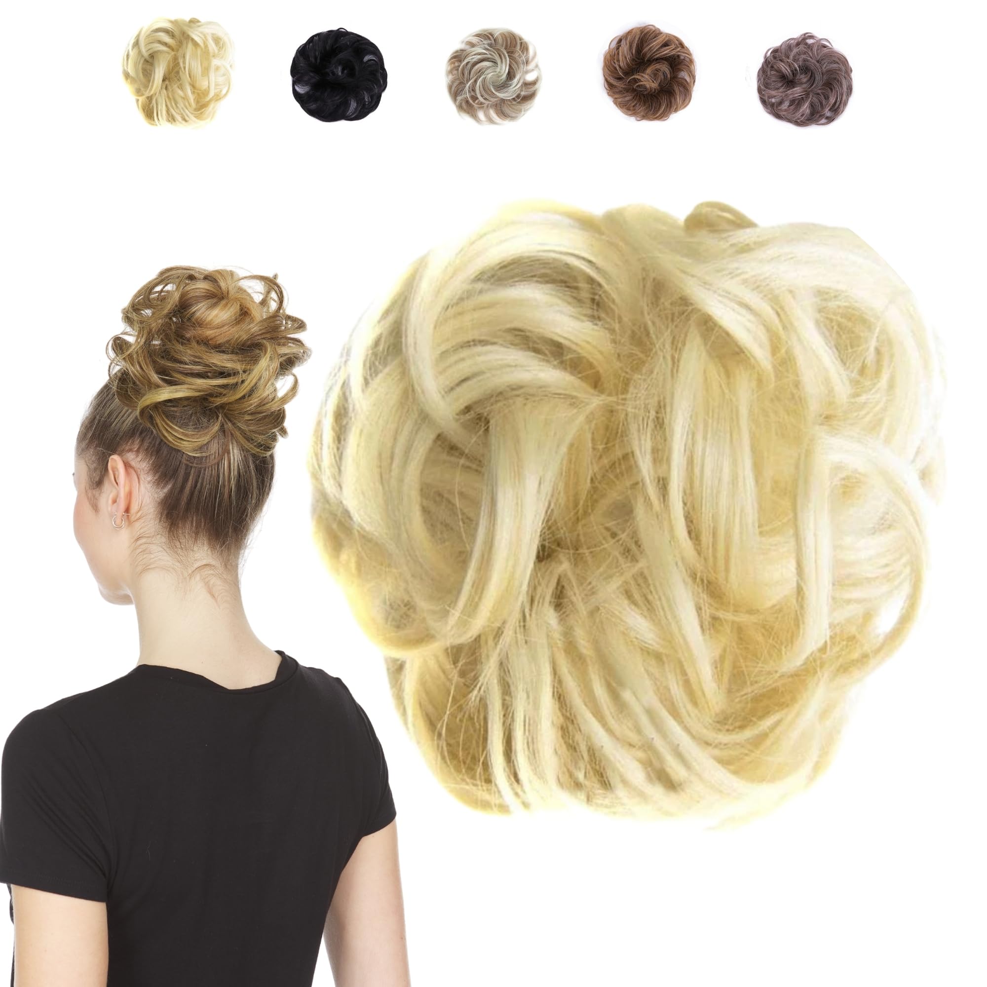 Amazon.com : Juvabun Messy Bun Pure Blonde Hair Piece Human  display picture 1