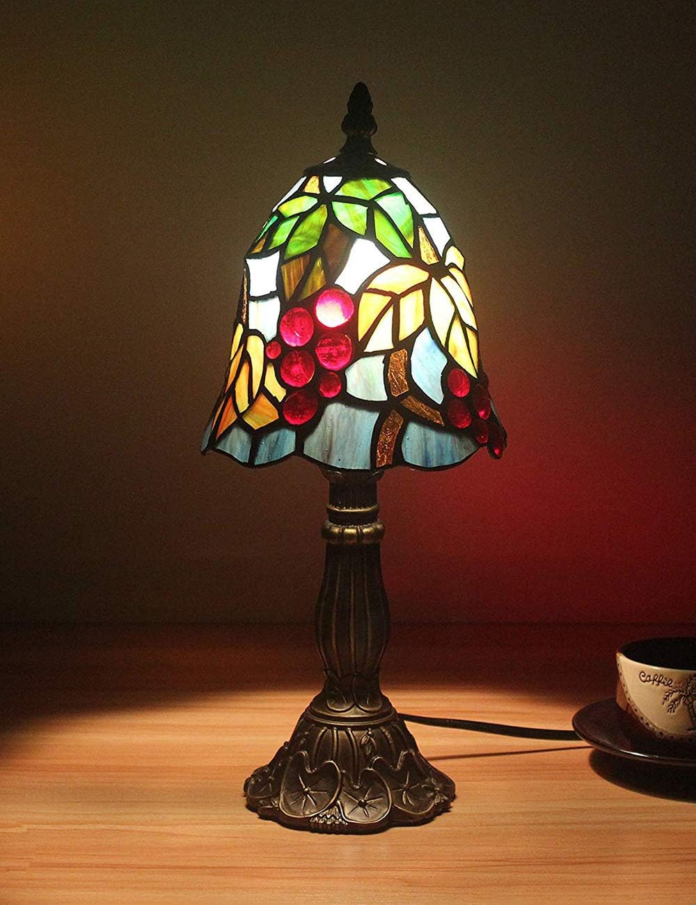 6 pulgadas de uva pequeña hojas estilo pastoral minimalista lámpara de mesa lámpara de noche lámpara de escritorio salón lámpara de bar