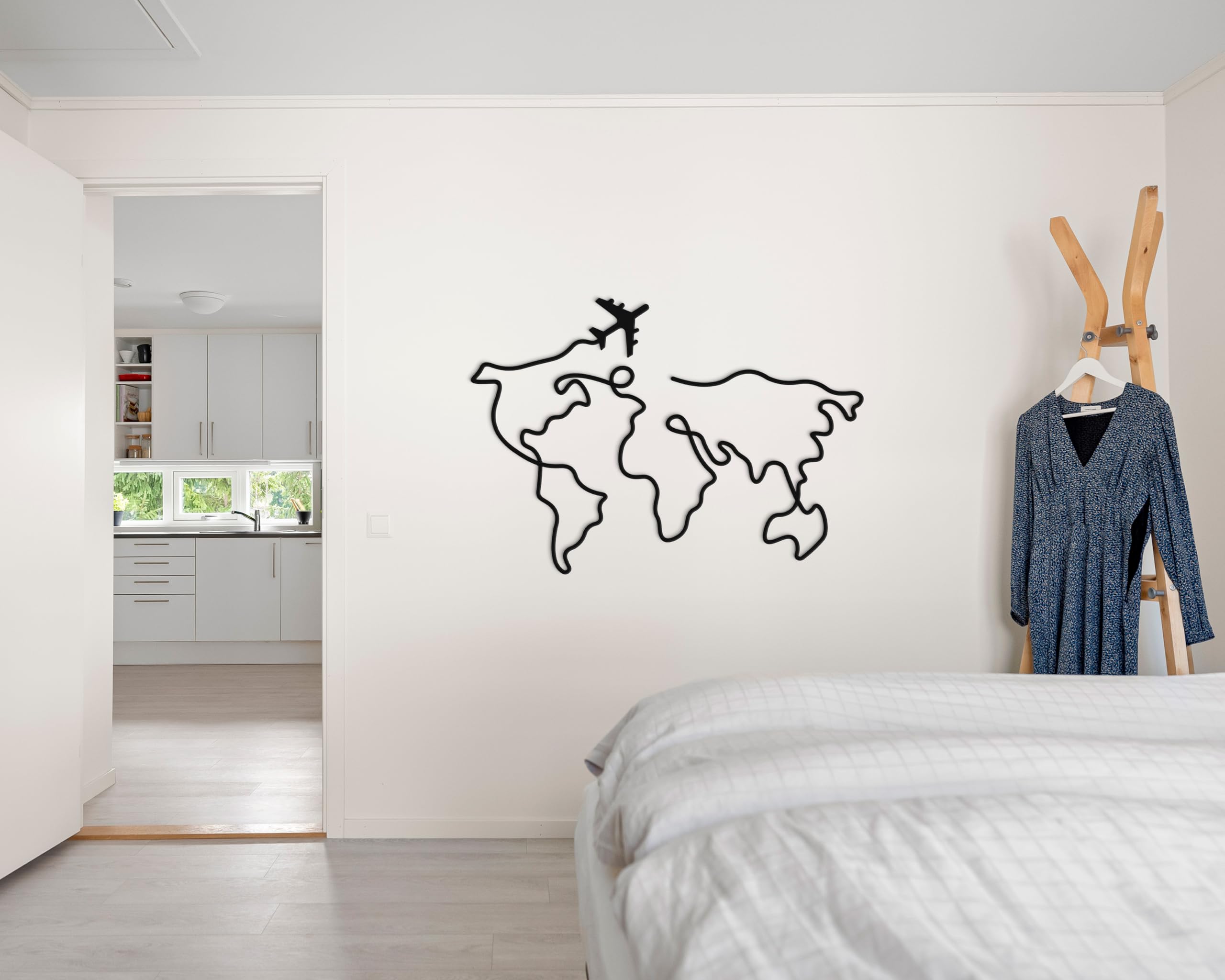Dkant Mappamondo da Parete (115x85 cm) - Quadri Moderni Soggiorno | Decorazione da Parete in Metallo per Camera da Letto, Cucina e Ufficio - Wall Art - Facile Fissaggio (Viti Incluse)