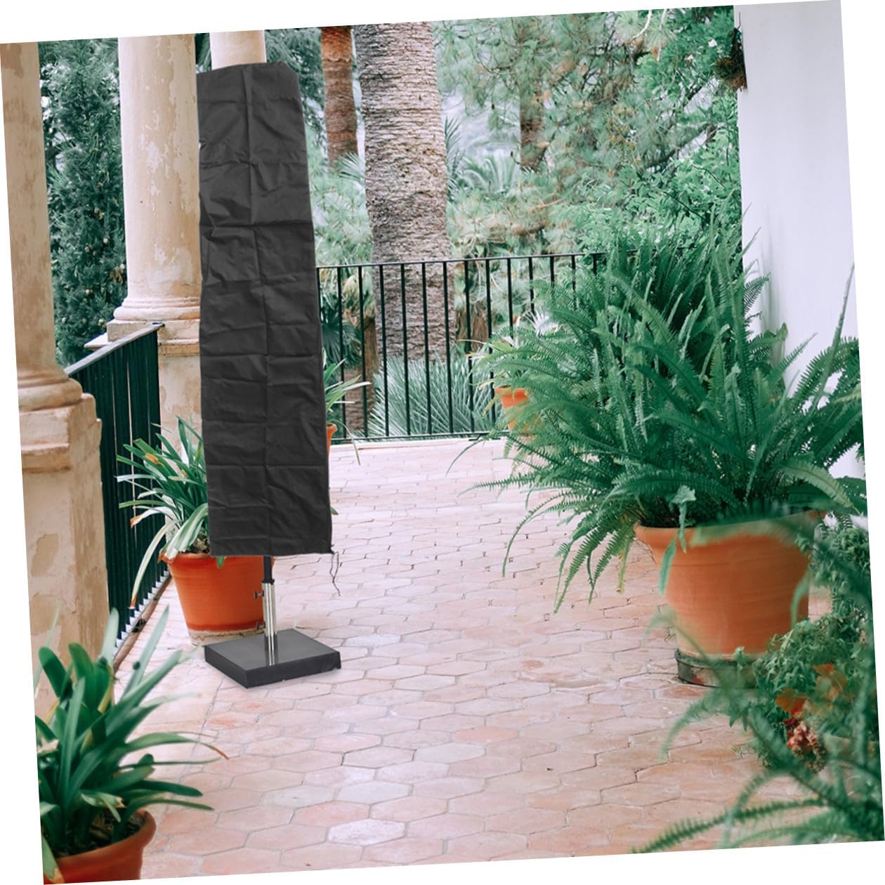 4pcs Black Outdoor Patio Umbrella Covers 30x50x190cm, Windproof Sunshade Protector for Umbrella to 12ft Diameter Or 9ft Length, Waterproof Oxford Cloth Storage Sleeves