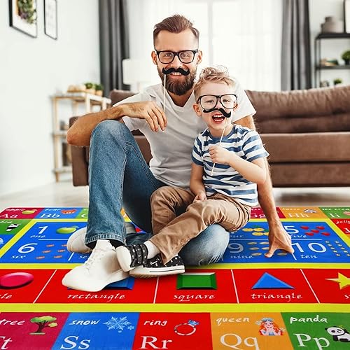 Miniatura 2 de Zacoo Alfombra de juego para niños alfombra educativa para niños y niñas 8 x 10 pies números del alfabeto frutas y formas de animales alfombra de