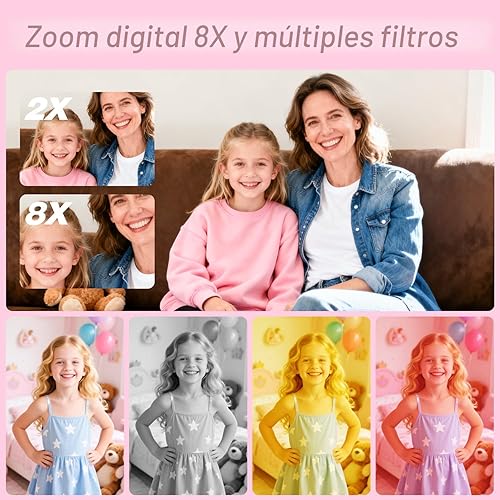 Vista 7 de Goopow Juguetes de Cámara para Niños de 3-8 Años Niñas Niños, Videocámara Digital para Niños con Cubierta Suave de Dibujos Animados, Mejor Regalo