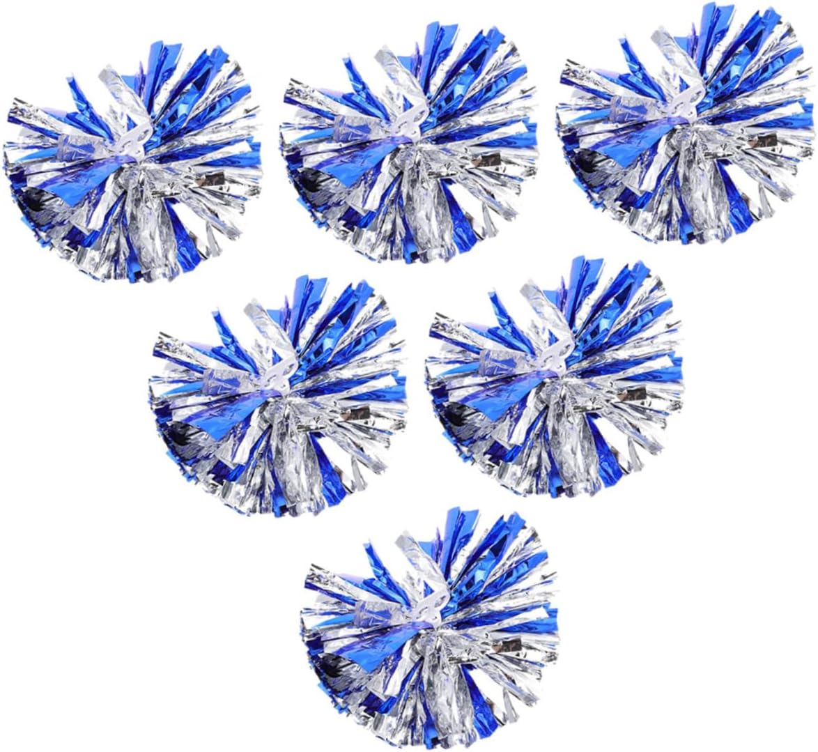 6pcs Blue Plastic Cheerleading Pom Poms for Sports Events