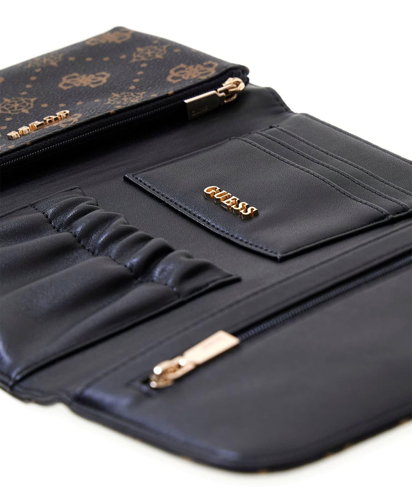 GUESS caso di identificazione Silia Passport Organizer Espresso Logo marrone scuro