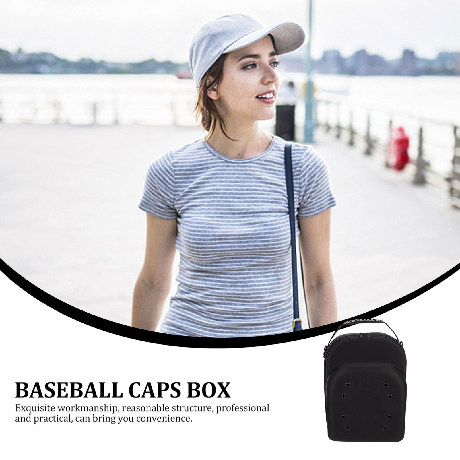 Baseball Cap Carrying Case - Hard EVA Hat Organizer With Handle & Shoulder Strap, Holds Multiple Caps For Travel