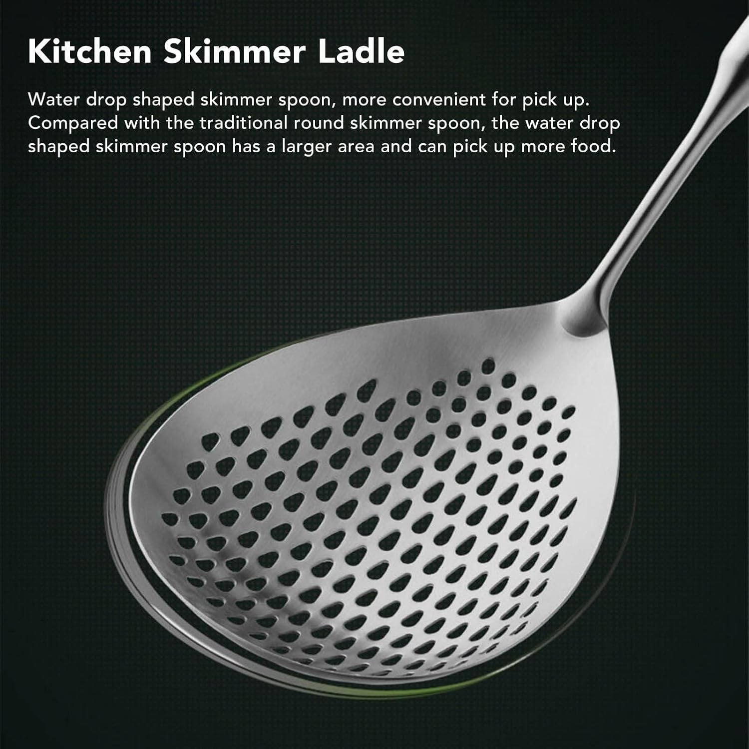 Stainless Steel Slotted Spoon, Frying Spoon Strainer with Long Handle 15.7 Inch Spider Strainer Skimmer with Hanging Holes for Cooking, Frying, Pasta Strainer, Draining