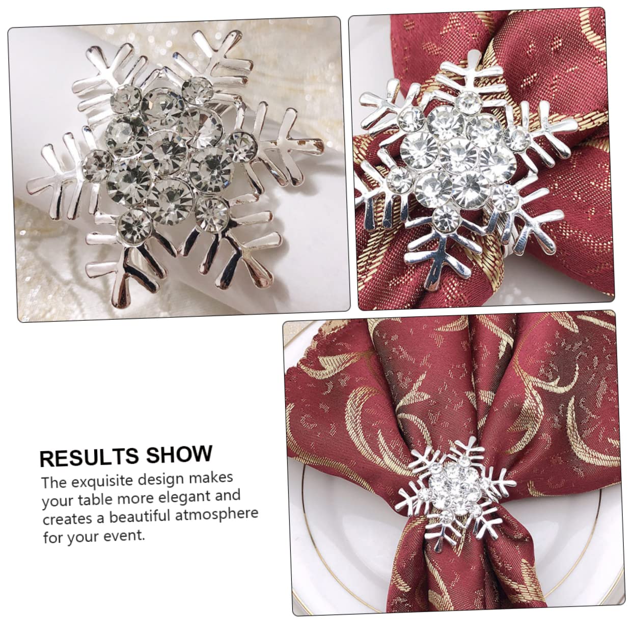 Ciieeo 3sätze Weihnachts-Napkin Clasps Schneeflocken-Design Rhinestone Napkin Für Festliche Tischdekoration Accessoire Für Weihnachten Hochzeiten Und Feiern