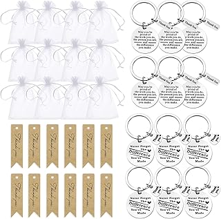 GADITIEK 12 Pieces Thank You Keychain Gifts, Inspirational Keychain, Appreciation Gifts for Coworkers Bosses Teacher, Office Christmas Gifts Going Away Farewell Gifts