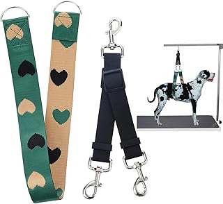 Pet Dog Grooming Arm Accessories Dogs Grooming Belly Strap with Adjustable Connector 2'' Wide Nylon Bath Support Stand Small Mudium Large Pets Restraint Noose Loop (Heart Pattern Long)